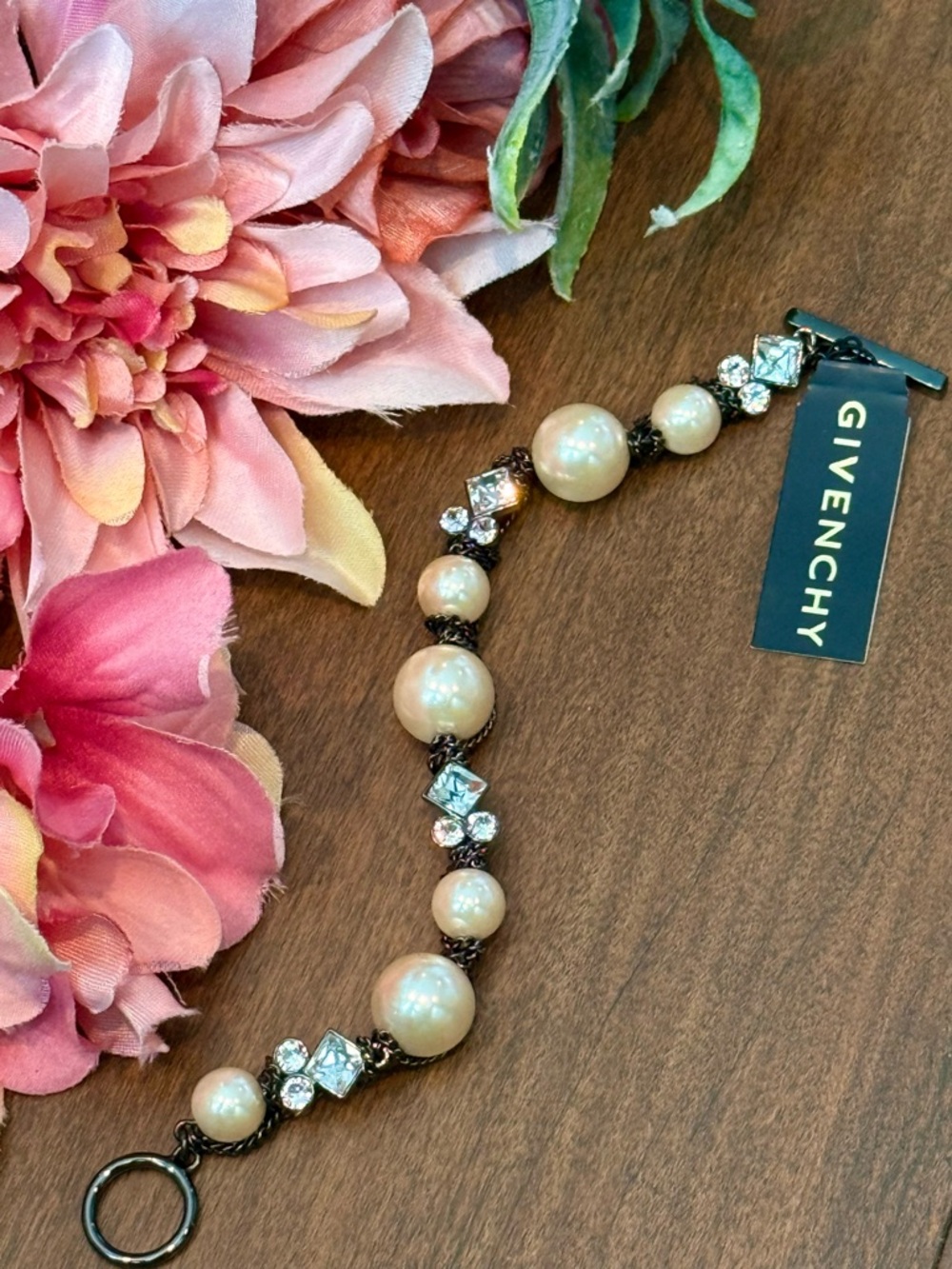 NWT Givenchy Faux Pearl and Crystal Bracelet